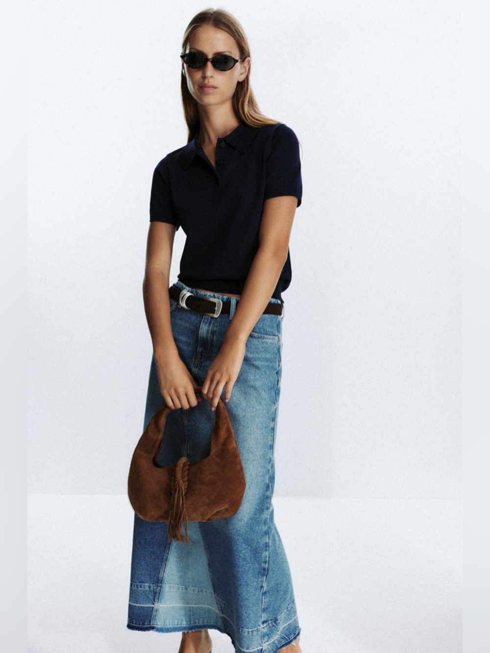 Zara Natural Suede Braided-Trim Fringe Hobo Bag in Brown - Picture 7 of 8